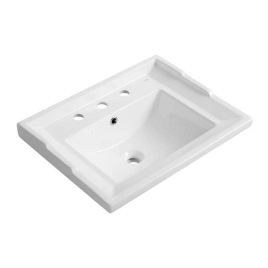 RAK Ceramics Washington 600mm Drop in Basin with 3 Tap Holes - Alpine White - RAKWTN60BAS3