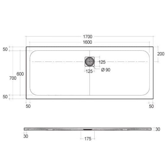 RAK Ceramics Feeling 1700 x 700mm Bath Replacement Shower Tray RAK Ceramics Solid - Greige - RFBR070170S505