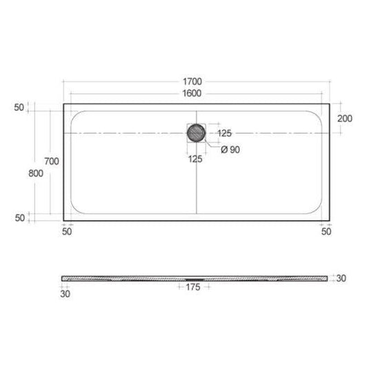 RAK Ceramics Feeling 1700 x 800mm Bath Replacement Shower Tray RAK Ceramics Solid - Greige - RFBR080170S505