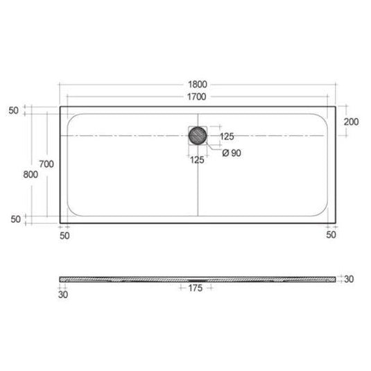 RAK Ceramics Feeling 1800 x 800mm Bath Replacement Shower Tray RAK Ceramics Solid - Greige - RFBR080180S505