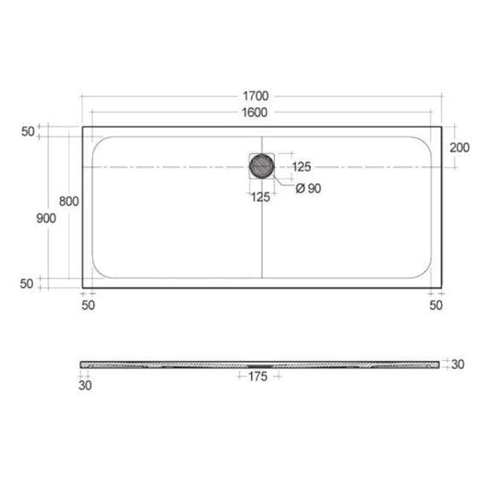 RAK Ceramics Feeling 1700 x 900mm Bath Replacement Shower Tray RAK Ceramics Solid - Greige - RFBR090170S505