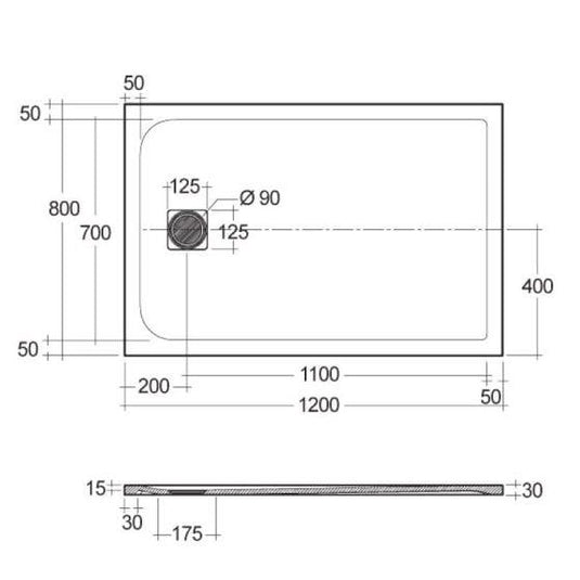 RAK Ceramics Feeling 1200 x 800mm Stone Effect Shower Tray with Anti-Slip - Greige - RFST080120S505