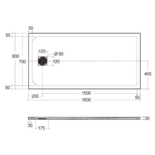 RAK Ceramics Feeling 1600 x 800mm Stone Effect Shower Tray with Anti-Slip - Greige - RFST080160S505