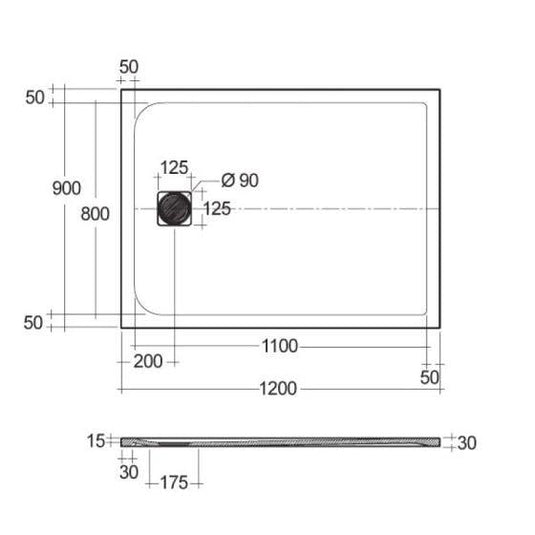 RAK Ceramics Feeling 1200 x 900mm Stone Effect Shower Tray with Anti-Slip - Greige - RFST090120S505