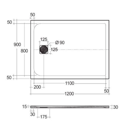 RAK Ceramics Feeling 1200 x 900mm Stone Effect Shower Tray with Anti-Slip - Cappuccino - RFST090120S514