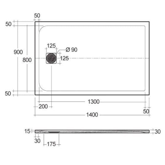 RAK Ceramics Feeling 1400 x 900mm Stone Effect Shower Tray with Anti-Slip - Greige - RFST090140S505