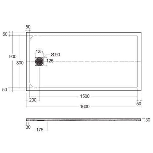 RAK Ceramics Feeling 1600 x 900mm Stone Effect Shower Tray with Anti-Slip - Greige - RFST090160S505