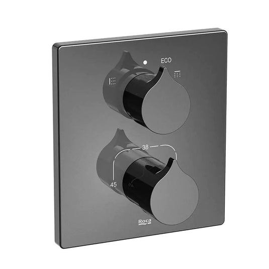 Roca Insignia Built-In 2 Way Thermostatic Mixer Titanium Black | A5A0C3ACN0