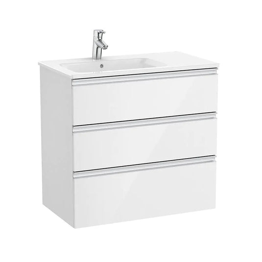 Roca The Gap 800mm 3 Drawer Left Handed Vanity Unit Gloss White | A857407806