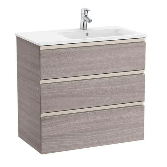 Roca The Gap 800mm 3 Drawer Right Handed Vanity Unit City Oak | A857408402