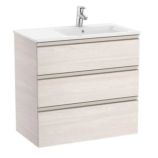 Roca The Gap 800mm 3 Drawer Right Handed Vanity Unit Nordic Ash | A857408434