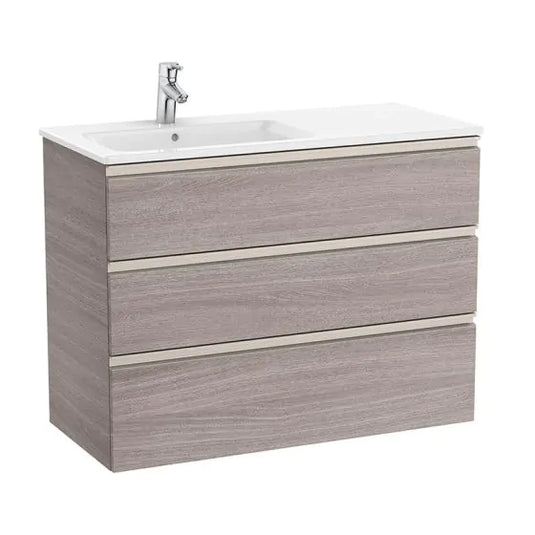 Roca The Gap 1000mm 3 Drawer Left Handed Vanity Unit City Oak | A857409402
