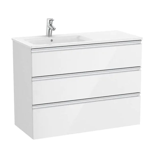 Roca The Gap 1000mm 3 Drawer Left Handed Vanity Unit Gloss White | A857409806
