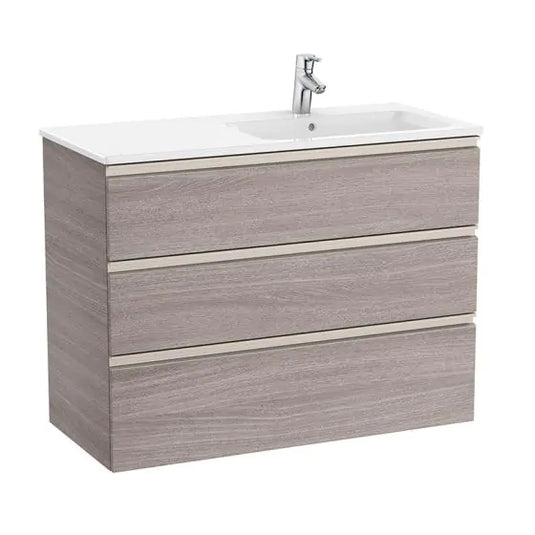 Roca The Gap 1000mm 3 Drawer Right Handed Vanity Unit City Oak | A857410402
