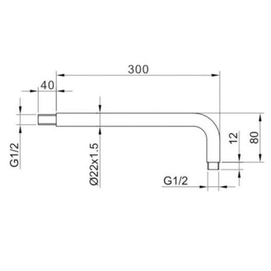 RAK Ceramics 300mm Wall Mounted Round Shower Arm - Chrome - RAKSHW0003 - Envy Bathrooms Ltd