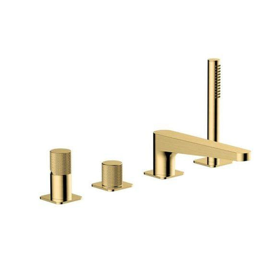 RAK Ceramics Amalfi 4 Hole Deck Mounted Bath Shower Mixer - Brushed Gold - RAKAMA3013G - Envy Bathrooms Ltd