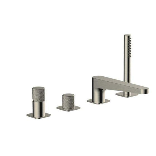 RAK Ceramics Amalfi 4 Hole Deck Mounted Bath Shower Mixer - Brushed Nickel - RAKAMA3013N - Envy Bathrooms Ltd