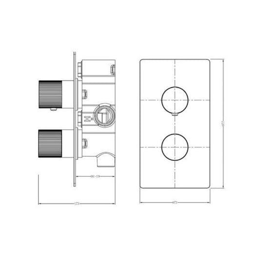 RAK Ceramics Amalfi Dual Outlet, 2 Handle Thermostatic Concealed Shower Valve - Brushed Nickel - RAKAMA3302N - Envy Bathrooms Ltd