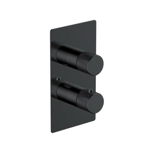 RAK Ceramics Amalfi Dual Outlet, 2 Handle Thermostatic Concealed Shower Valve - Matt Black - RAKAMA3302B - Envy Bathrooms Ltd