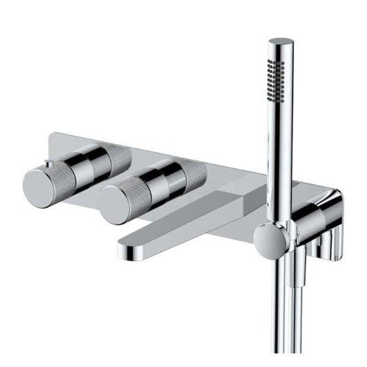 RAK Ceramics Amalfi Horizontal Dual Outlet Thermostatic Concealed Shower Valve with Handset & Bath Spout - Chrome - RAKAMA3306C - Envy Bathrooms Ltd