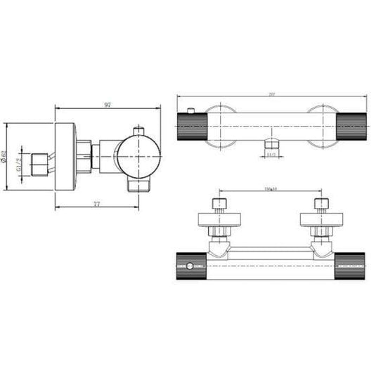 RAK Ceramics Amalfi Wall Mounted Exposed Thermostatic Bar Valve - Brushed Nickel - RAKAMA3303N - Envy Bathrooms Ltd