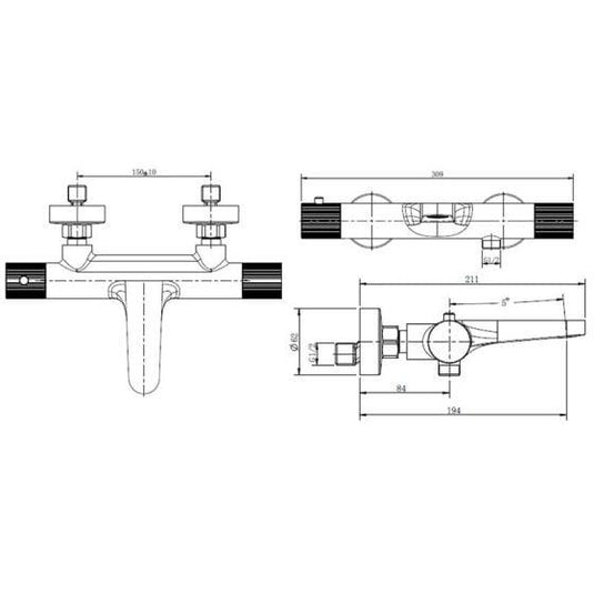 RAK Ceramics Amalfi Wall Mounted Exposed Thermostatic Bath Shower Mixer - Brushed Gold - RAKAMA3009G - Envy Bathrooms Ltd