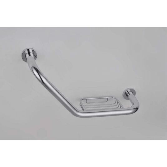 RAK Ceramics Angled Grab Rail With Intergrated Soap Dish - Chrome - RAKGRB9920 - Envy Bathrooms Ltd