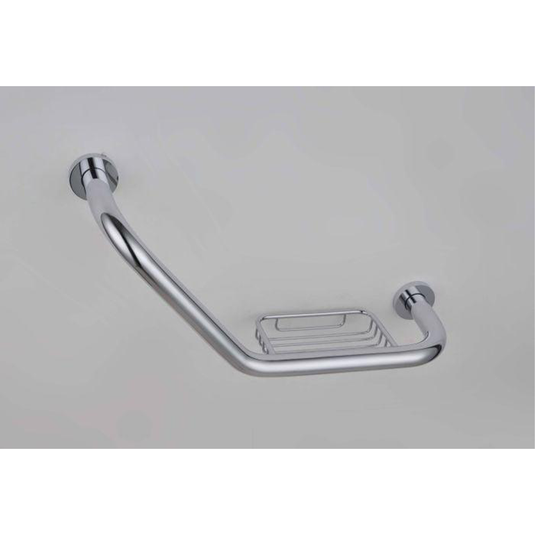 RAK Ceramics Angled Grab Rail With Intergrated Soap Dish - Chrome - RAKGRB9920