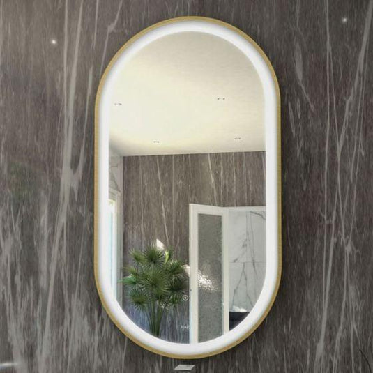 RAK Ceramics Art Oval 450 x 1000mm LED Mirror - Brushed Gold - RAKARTOVBG5001 - Envy Bathrooms Ltd