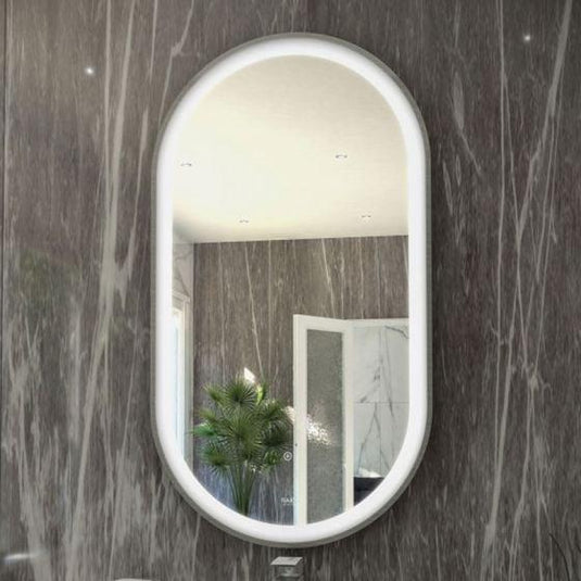 RAK Ceramics Art Oval 450 x 1000mm LED Mirror - Brushed Nickel - RAKARTOVBN5001 - Envy Bathrooms Ltd