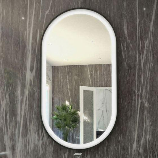 RAK Ceramics Art Oval 450 x 1000mm LED Mirror - Matt Black - RAKARTOVMB5001 - Envy Bathrooms Ltd