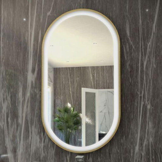 RAK Ceramics Art Oval 550 x 1000mm LED Mirror - Brushed Gold - RAKARTOVBG5002 - Envy Bathrooms Ltd