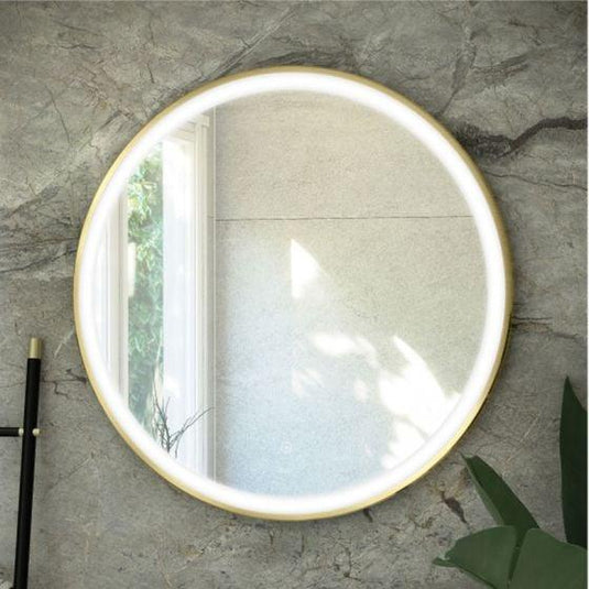 RAK Ceramics Art Round 600 x 600mm LED Illuminated Mirror - Brushed Gold - RAKARTRNBG5001 - Envy Bathrooms Ltd