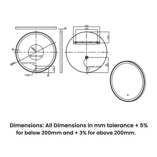 RAK Ceramics Art Round 800 x 800mm LED Illuminated Mirror - Brushed Gold - RAKARTRNBG5002 - Envy Bathrooms Ltd