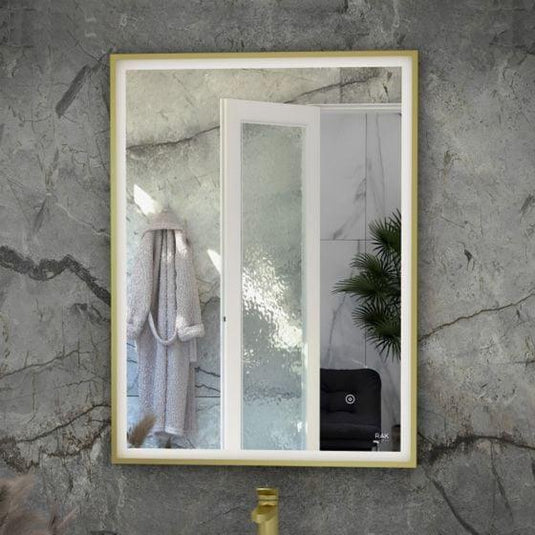 RAK Ceramics Art Sqaure 500 x 700mm LED Mirror - Brushed Gold - RAKARTSQBG5001 - Envy Bathrooms Ltd