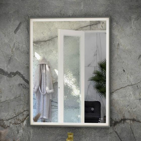 RAK Ceramics Art Square 500 x 700mm LED Mirror - Brushed Nickel - RAKARTSQBN5001 - Envy Bathrooms Ltd