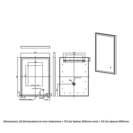 RAK Ceramics Art Square 600 x 800mm LED Mirror - Brushed Gold - RAKARTSQBG5002 - Envy Bathrooms Ltd