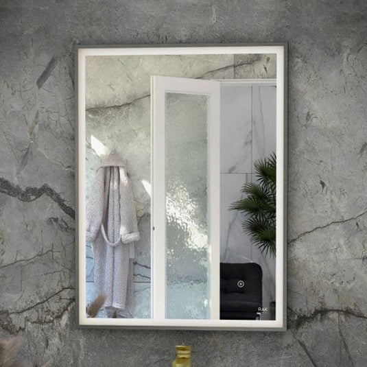 RAK Ceramics Art Square 600 x 800mm LED Mirror - Brushed Nickel - RAKARTSQBN5002 - Envy Bathrooms Ltd