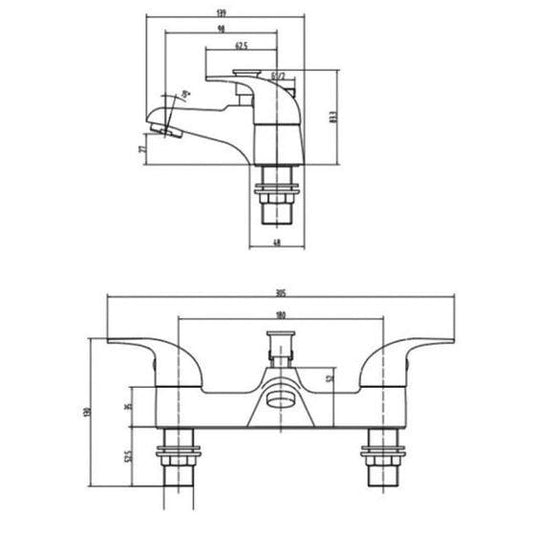 RAK Ceramics Basic Bath Mixer - Chrome - RAKBAS3004 - Envy Bathrooms Ltd