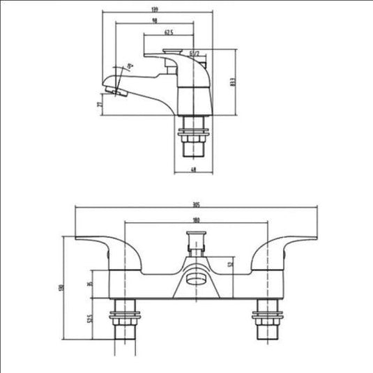 RAK Ceramics Basic Bath/Shower Mixer - Chrome - RAKBAS3005 - Envy Bathrooms Ltd