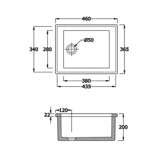 RAK Ceramics Ceramic Laboratory Sink 4 460 x 365 x 200mm - OC165AWHA - Envy Bathrooms Ltd