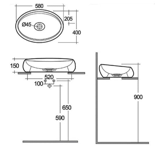 RAK Ceramics Cloud 60cm Counter Top Basin (No Overflow) in Matt White - CLOCT6000500A - Envy Bathrooms Ltd