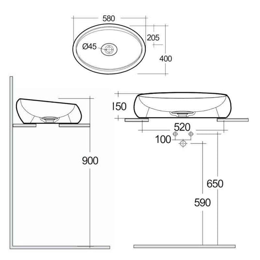 RAK Ceramics Cloud 60cm Countertop Basin - Matt Black - CLOCT6000504A - Envy Bathrooms Ltd