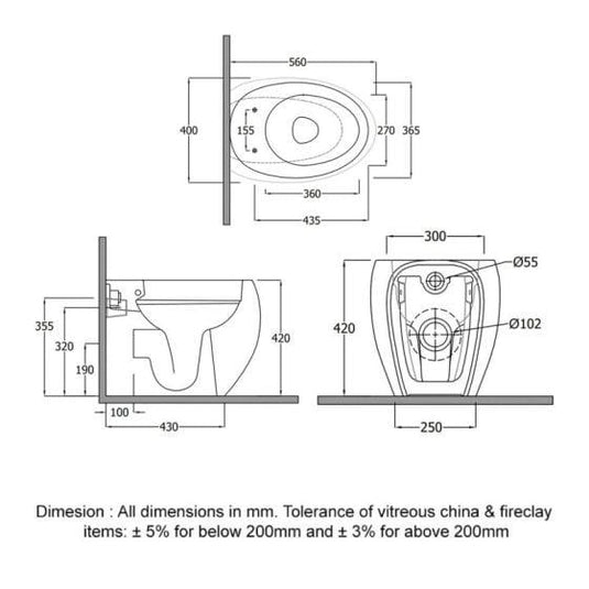 RAK Ceramics Cloud Rimless Back to Wall Toilet Pan with Universal Trap - Alpine White - CLOWC1346AWHA - Envy Bathrooms Ltd