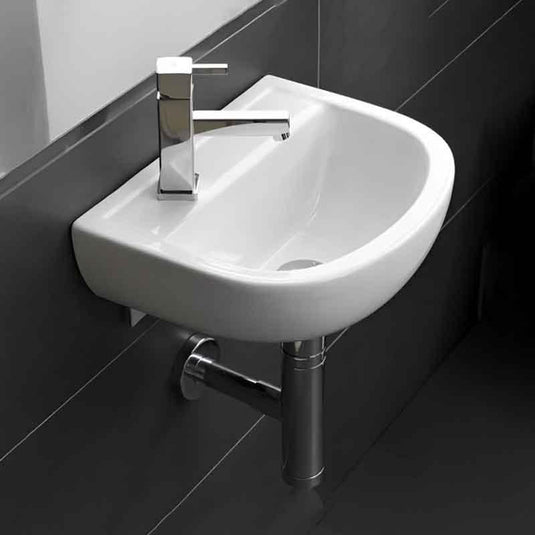 RAK Ceramics Compact 38cm Basin - 1 Tap Hole Left Hand With No Overflow - Alpine White - CO1004AWHA - Envy Bathrooms Ltd