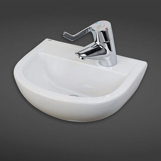 RAK Ceramics Compact 38cm Basin - 1 Tap Hole Right Hand With No Overflow - Alpine White - CO1003AWHA - Envy Bathrooms Ltd