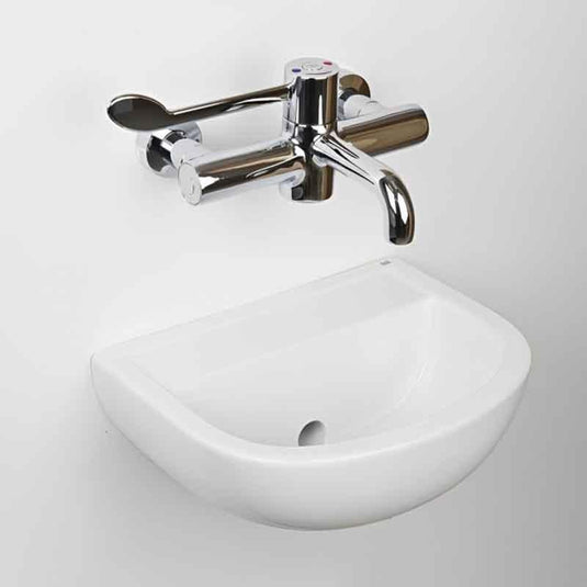 RAK Ceramics Compact 38cm Horizontal Outlet Basin - No Tap Hole - Alpine White - CO1005AWHA - Envy Bathrooms Ltd