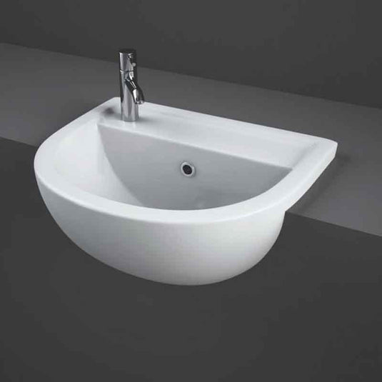 RAK Ceramics Compact 45cm Semi Recessed Basin - 1 Tap Hole Left Hand - Alpine White - CO0702AWHA - Envy Bathrooms Ltd
