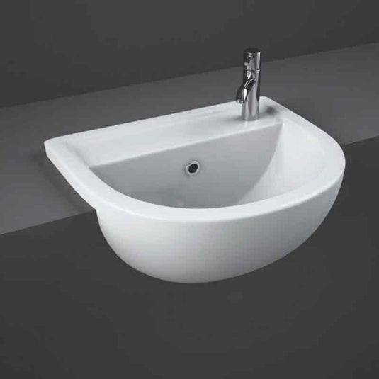 RAK Ceramics Compact 45cm Semi Recessed Basin - 1 Tap Hole Right Hand - Alpine White - CO2801AWHA - Envy Bathrooms Ltd