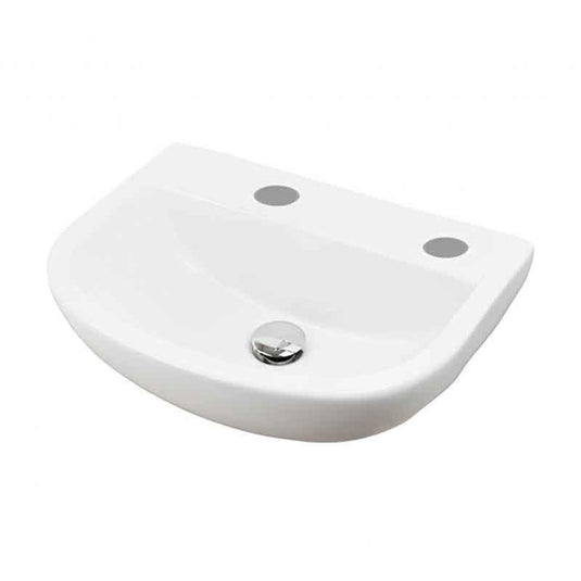 RAK Ceramics Compact 50cm Basin - 2 Tap Holes With No Overflow - Alpine White - CO0602AWHA - Envy Bathrooms Ltd